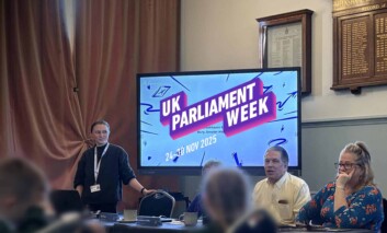 The council chamber during UK Parliament Week with students and councillors