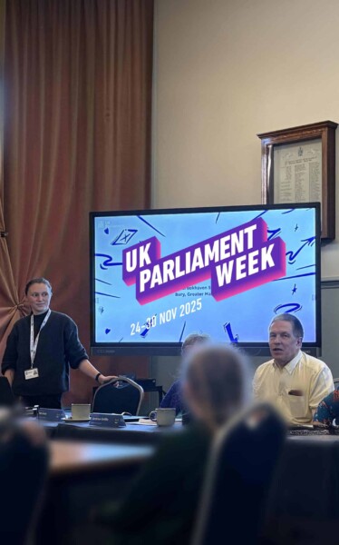 The council chamber during UK Parliament Week with students and councillors