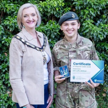 Mayor Saffi Rabey with Cadet Lance Corporal Zoe Butland